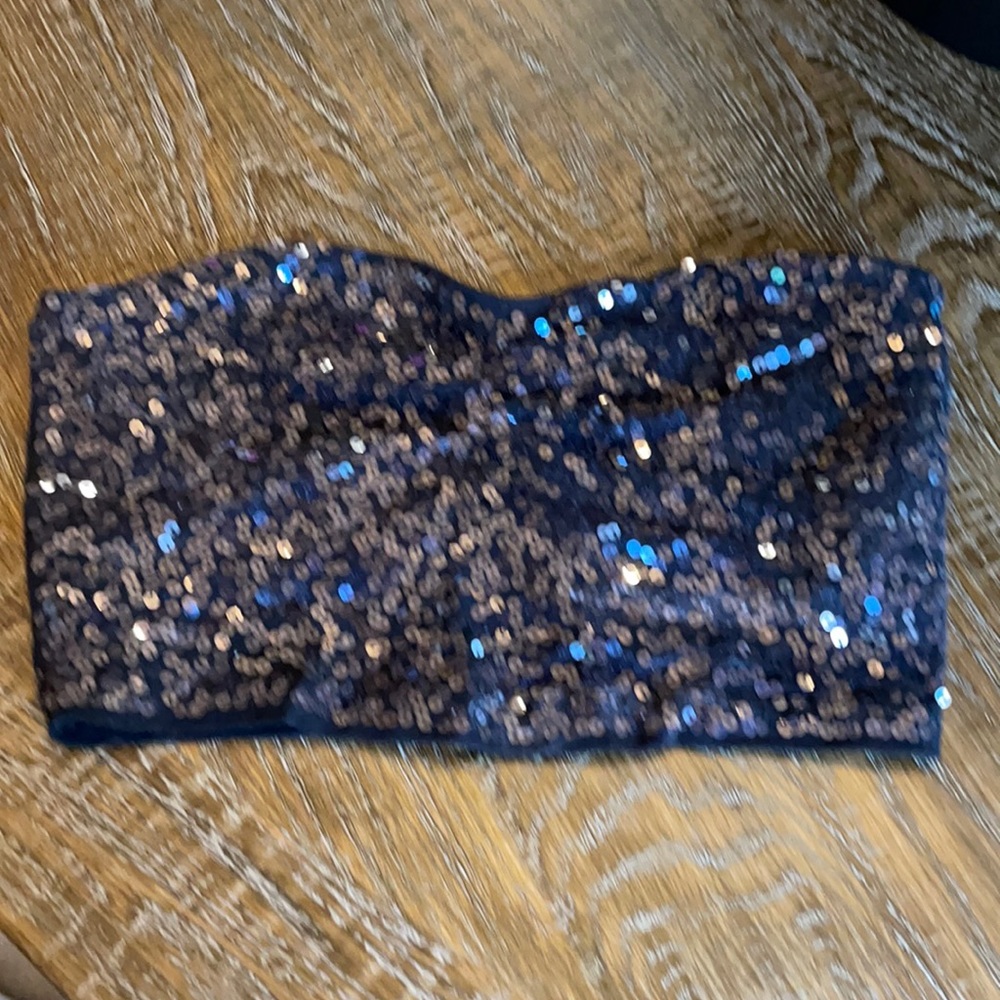 Express black sequins top